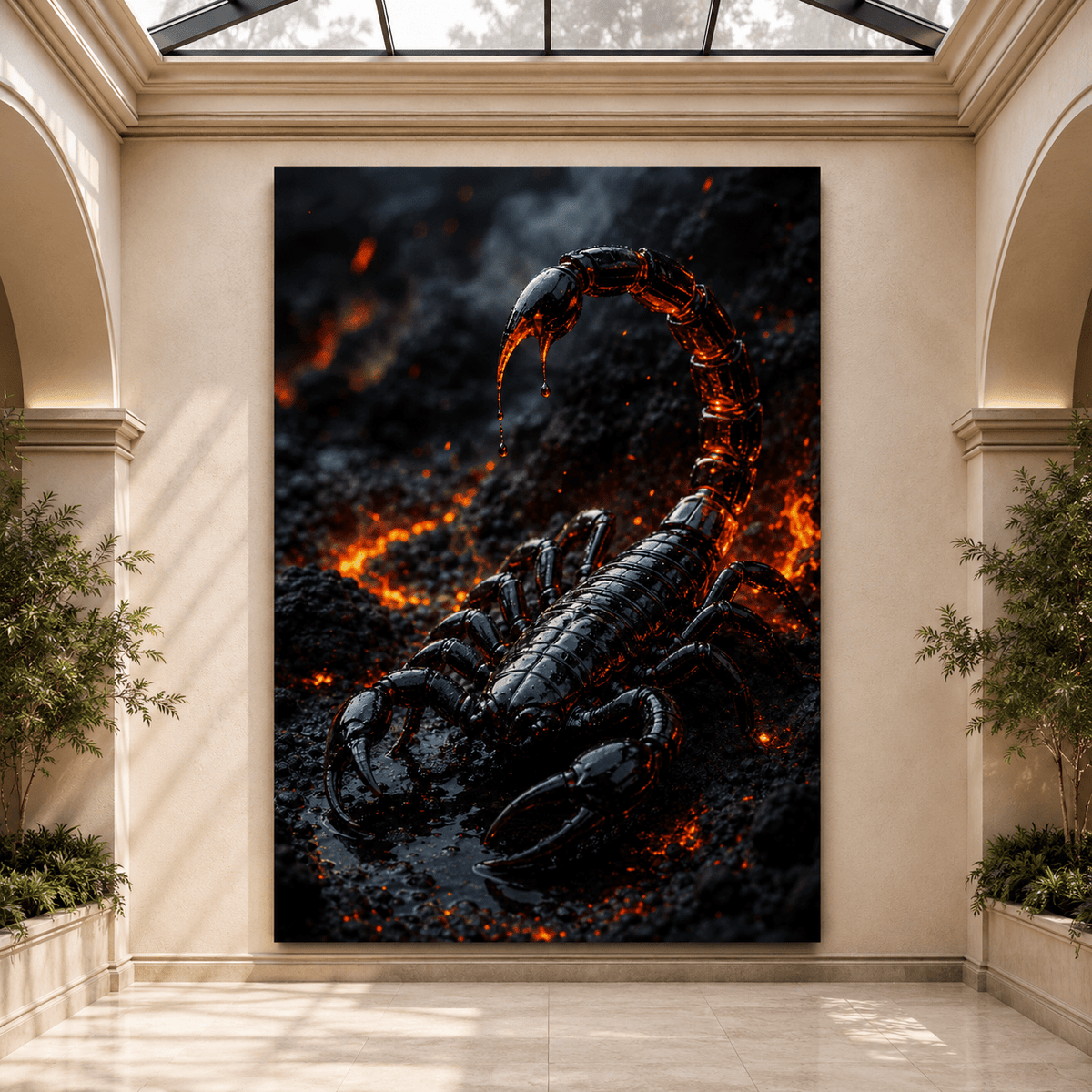 Black Scorpion Lava Wrapped Canvas Wall Art – Fiery Dark Arachnid Desert Print - ART OF ROYALS