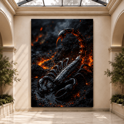 Black Scorpion Lava Wrapped Canvas Wall Art – Fiery Dark Arachnid Desert Print - ART OF ROYALS