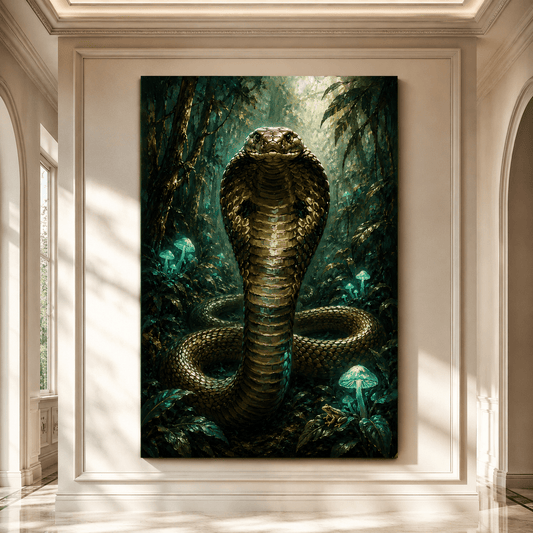 Enchanted Forest Cobra Wrapped Canvas Wall Art – Mystical Fantasy Painting Print - ART OF ROYALS