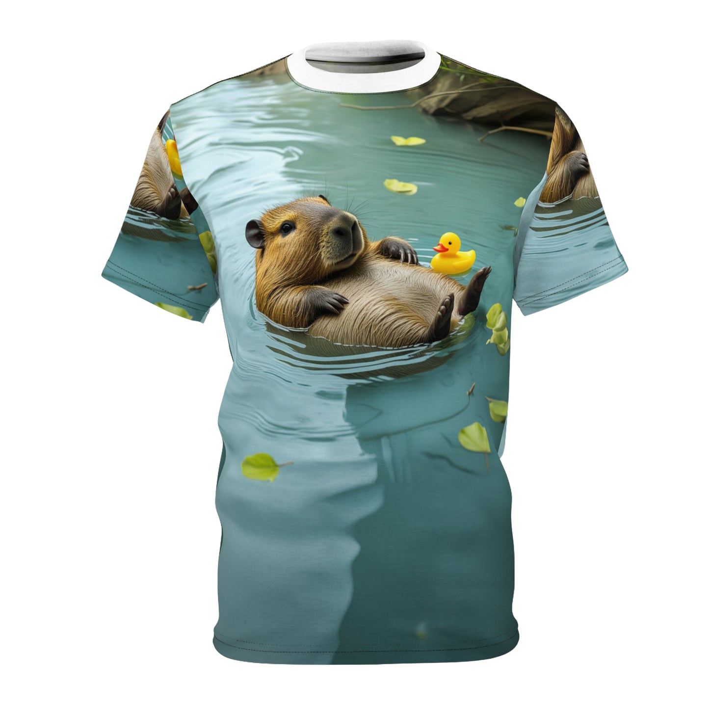 Serene Escape: Capybara Floating in a Calm Pond