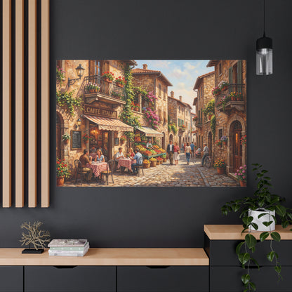 Caffè Italia Street – Charming Italian Village Canvas Wall Art