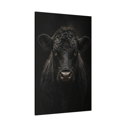 Black Angus Bull Close-Up Portrait Wrapped Canvas Wall Art – Dramatic Low-Key Photography Print - ART OF ROYALS
