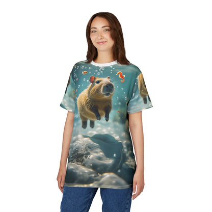 Floating Capybara – Underwater Serenity T-Shirt 🌊💙