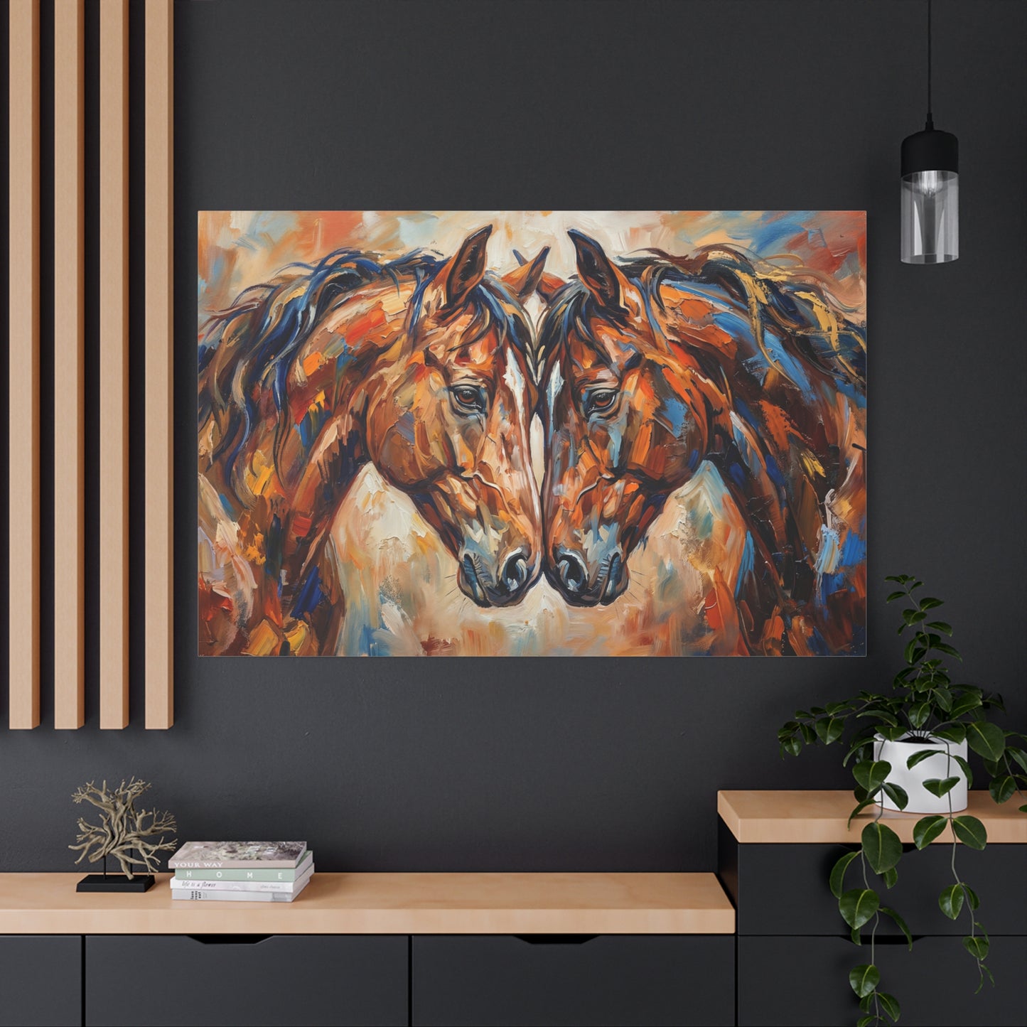 Bonded Horses – Expressive Abstract Equine Canvas Wall Art