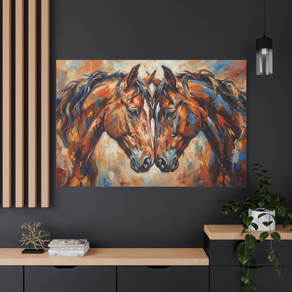 Bonded Horses – Expressive Abstract Equine Canvas Wall Art