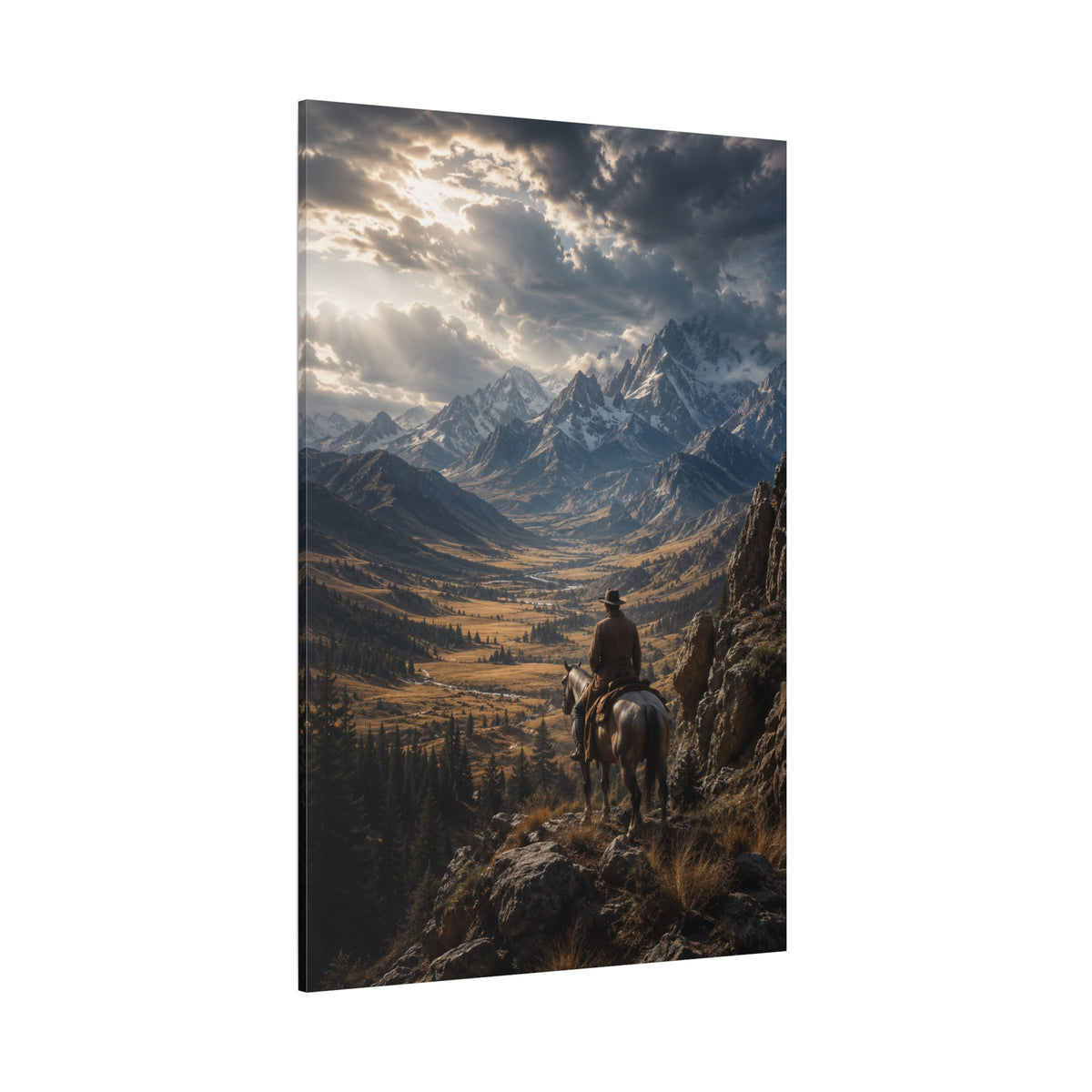 Where the Frontier Meets the Sky – Western Mountain Canvas Wall Art - ART OF ROYALS