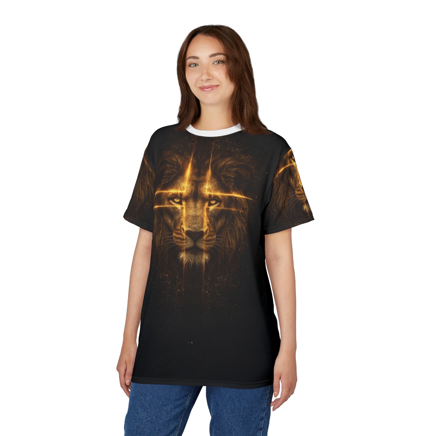 ⚡ Divine Radiance Lion – Golden Power T-Shirt