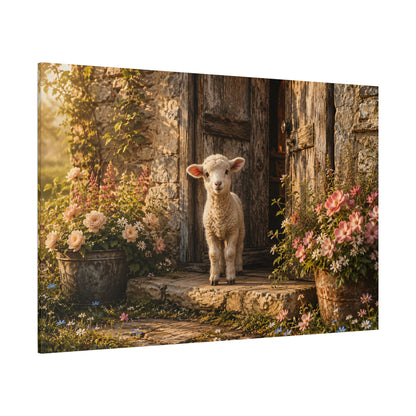 Little Lamb at the Door – Cottage Farmhouse Canvas Wall Art - ART OF ROYALS