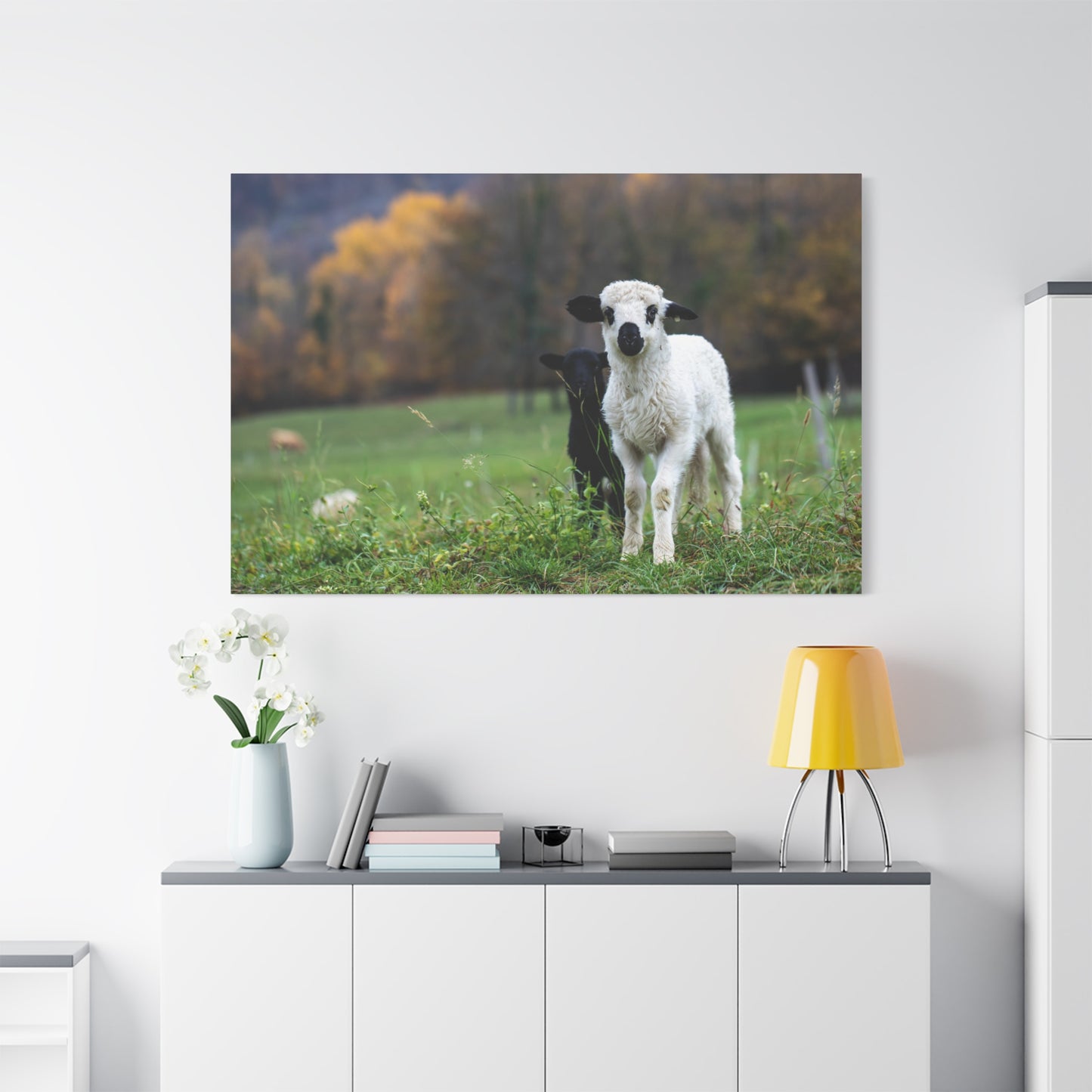 Charming Lamb Canvas Wall Art – Serene Pastoral Beauty