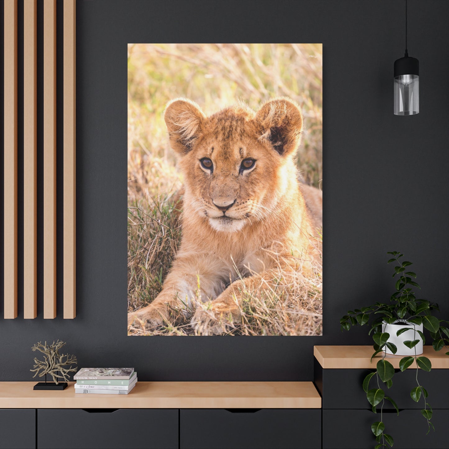 Adorable Lion Cub Canvas Wall Art – A Symbol of Youthful Majesty