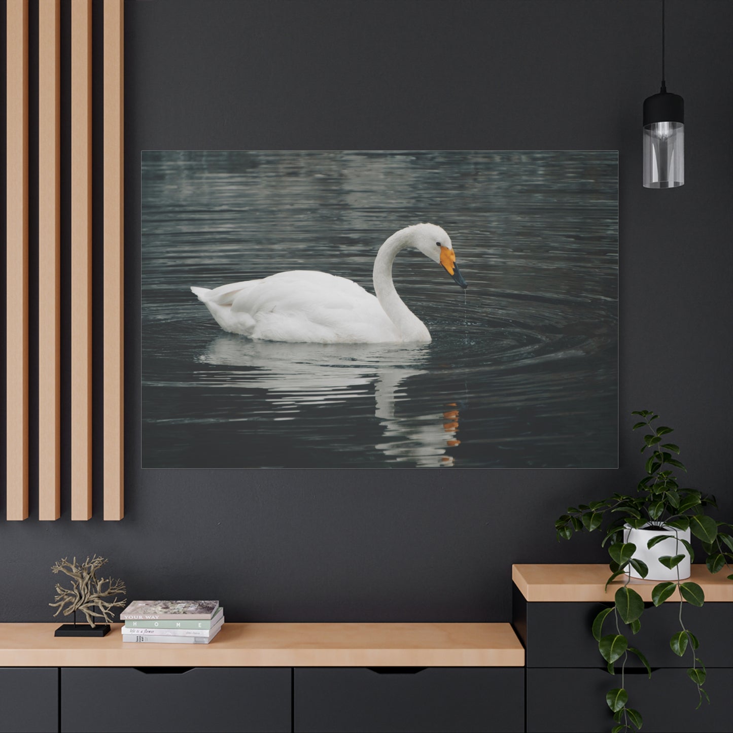 Majestic White Swan Canvas Wall Art – Serenity and Grace