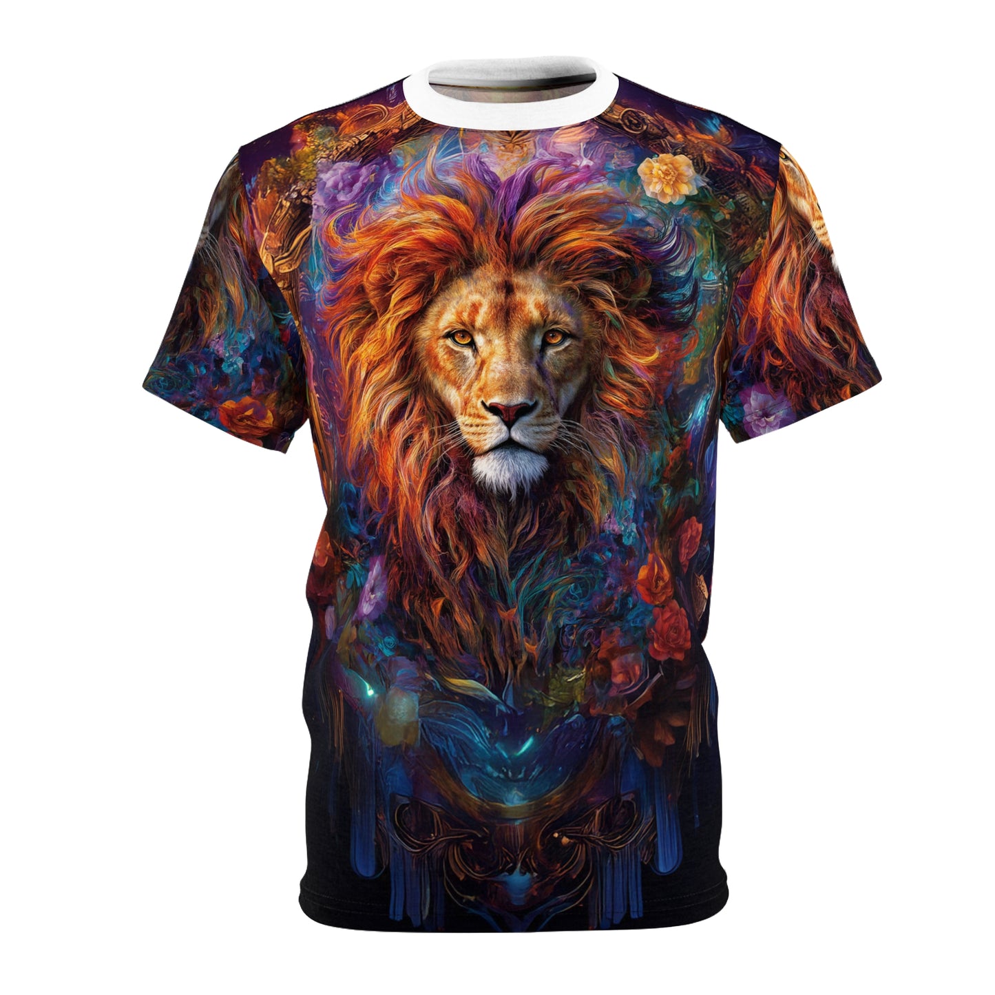 🌺 Floral Majesty Lion – Artistic Royal T-Shirt