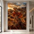 Frilled Lizard at Sunset Wrapped Canvas Wall Art – Orange Frill Desert Reptile Print