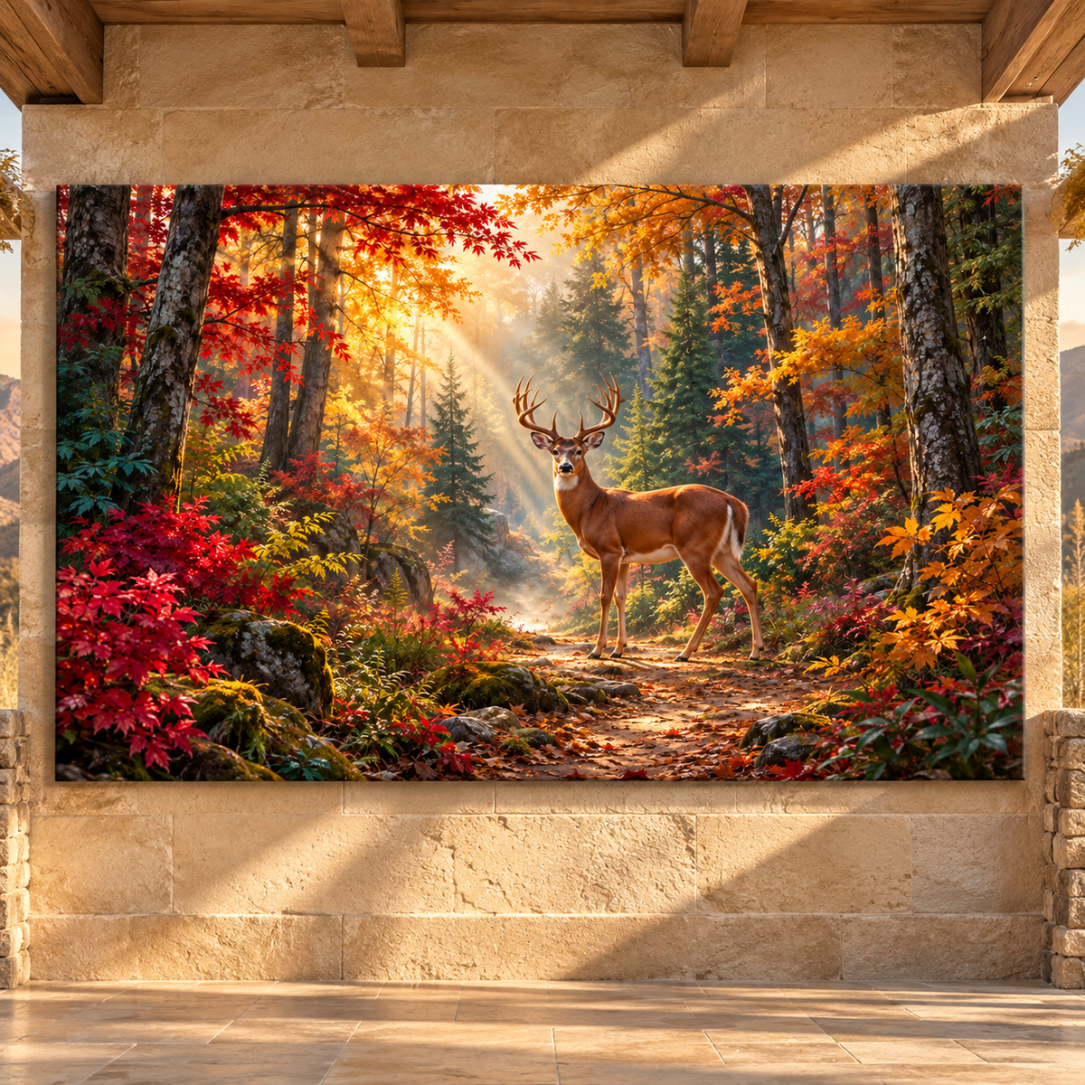Whitetail Buck in Autumn Forest Wrapped Canvas Wall Art – Fall Deer Woodland Decor - ART OF ROYALS