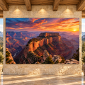 Grand Canyon at Fiery Sunset Wrapped Canvas Wall Art – Majestic Southwest Canyon Landscape Print