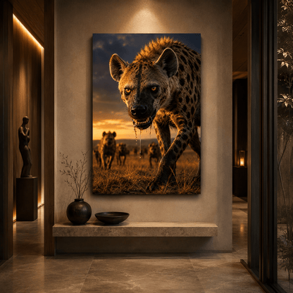 Snarling Spotted Hyena Pack Wrapped Canvas Wall Art – Fierce African Wildlife Predator Print - ART OF ROYALS