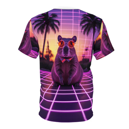 Neon Nights: Retro Capybara with a Cyberpunk Glow