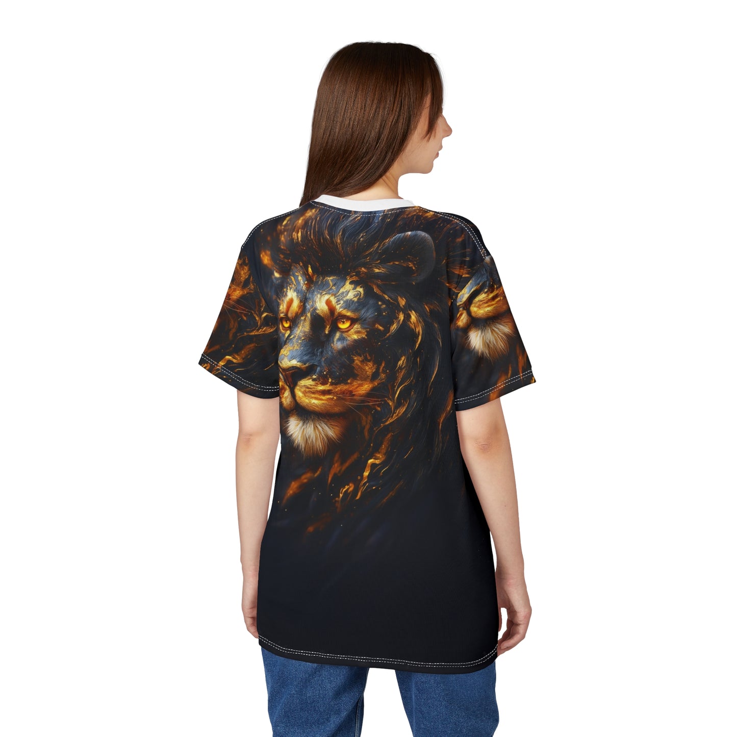 🔥 Golden Flame Lion – Regal Power T-Shirt