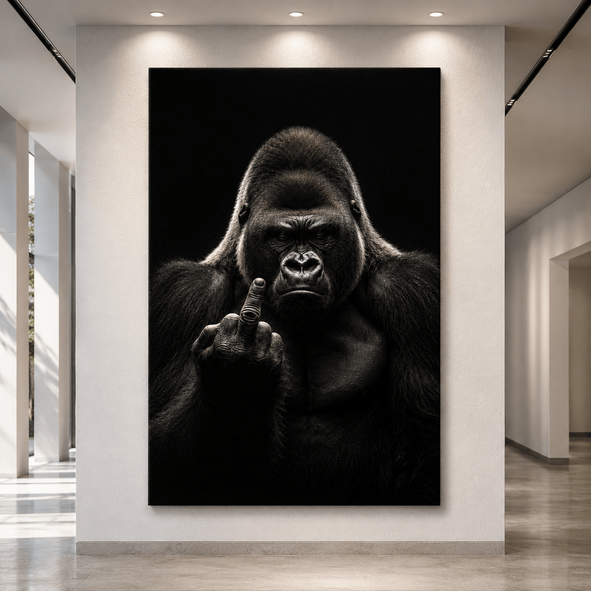 The Perfect Gift for Your Ex – Funny Gorilla Middle Finger Canvas Wall Art - ART OF ROYALS
