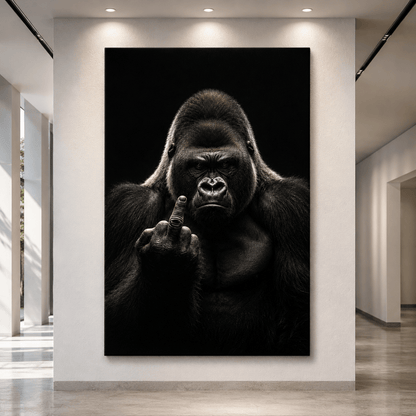 The Perfect Gift for Your Ex – Funny Gorilla Middle Finger Canvas Wall Art - ART OF ROYALS