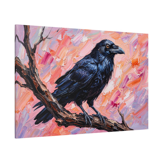 Midnight Raven – Abstract Black Bird Canvas Wall Art