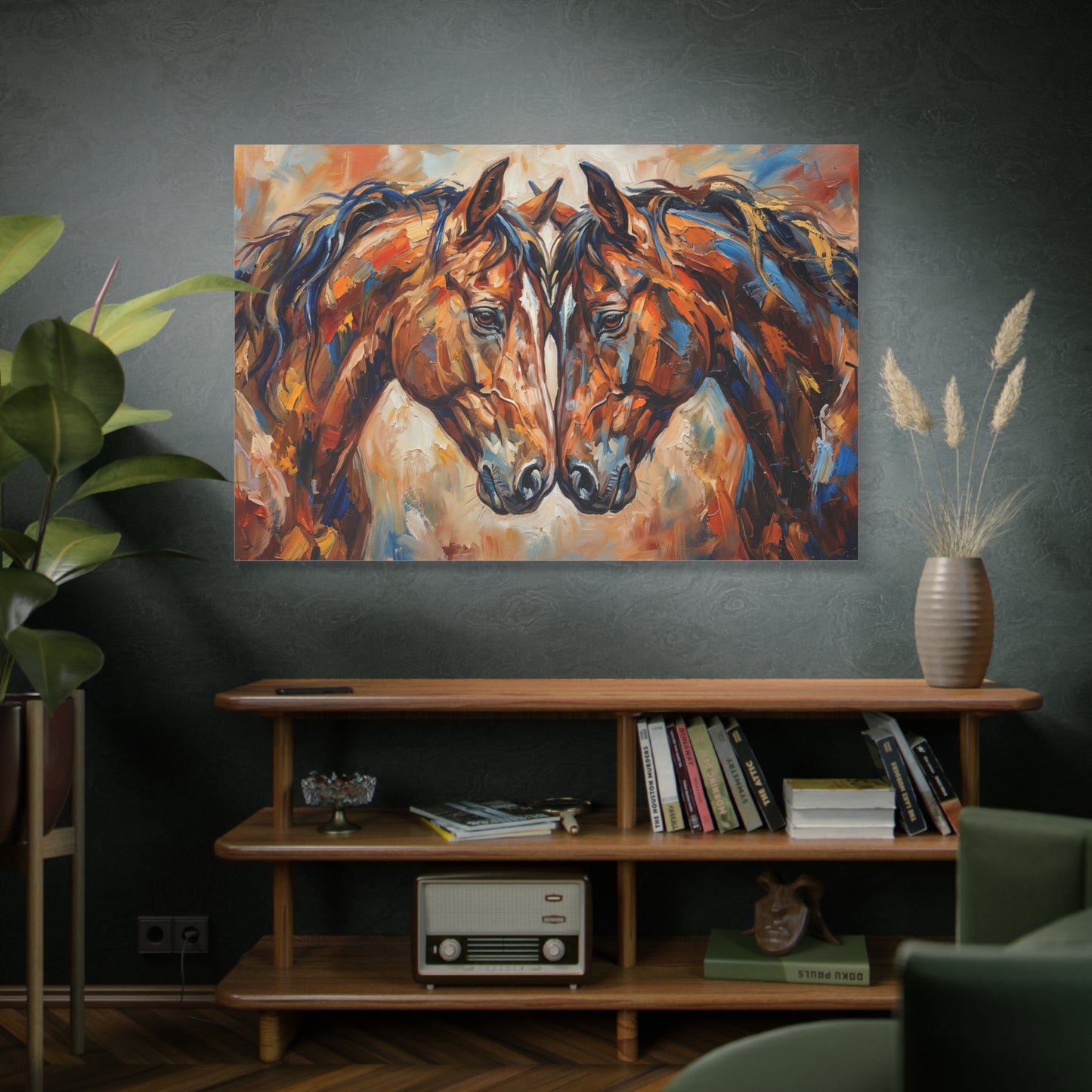 Bonded Horses – Expressive Abstract Equine Canvas Wall Art