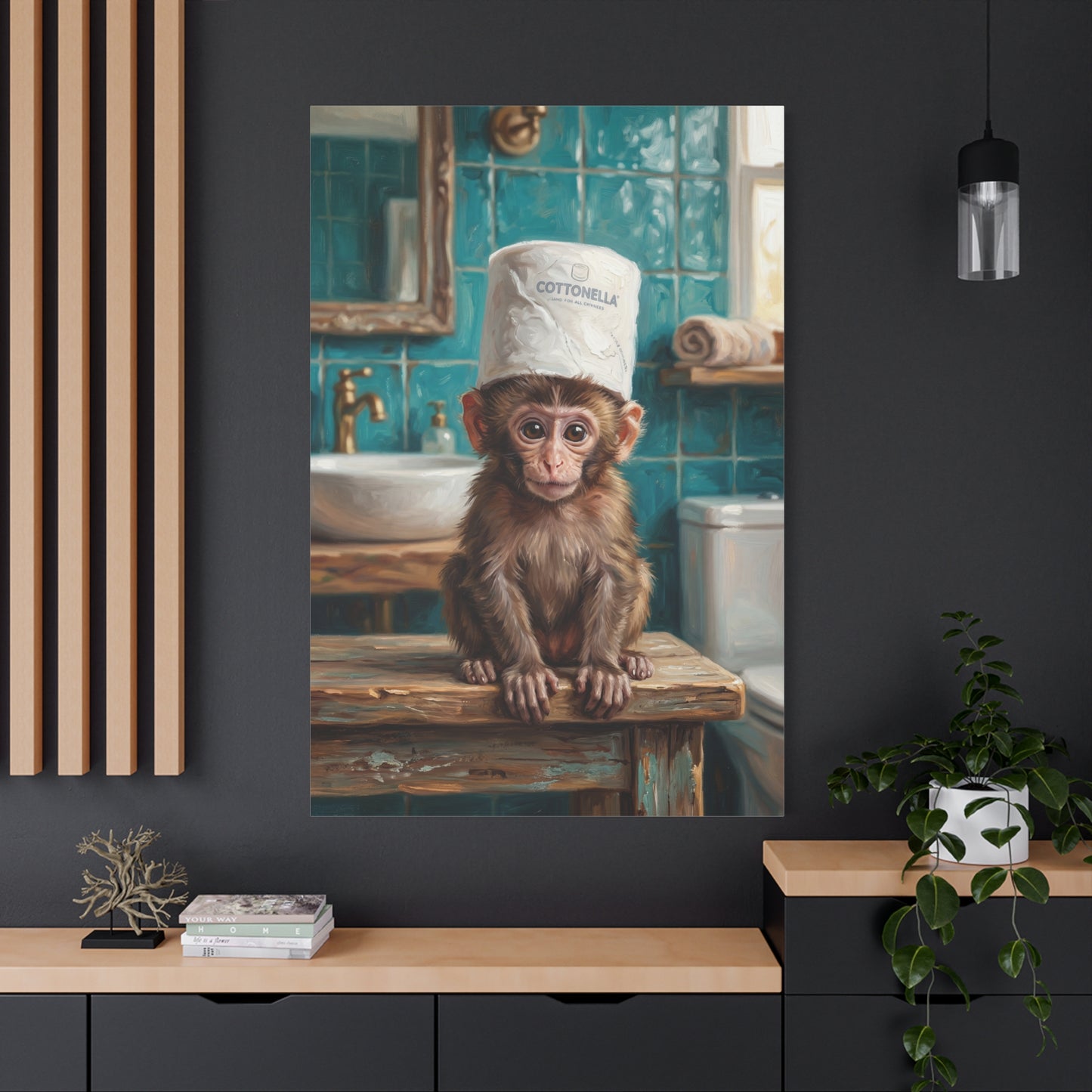 Cute Monkey Bathroom Humor – Adorable & Funny Canvas Wall Art
