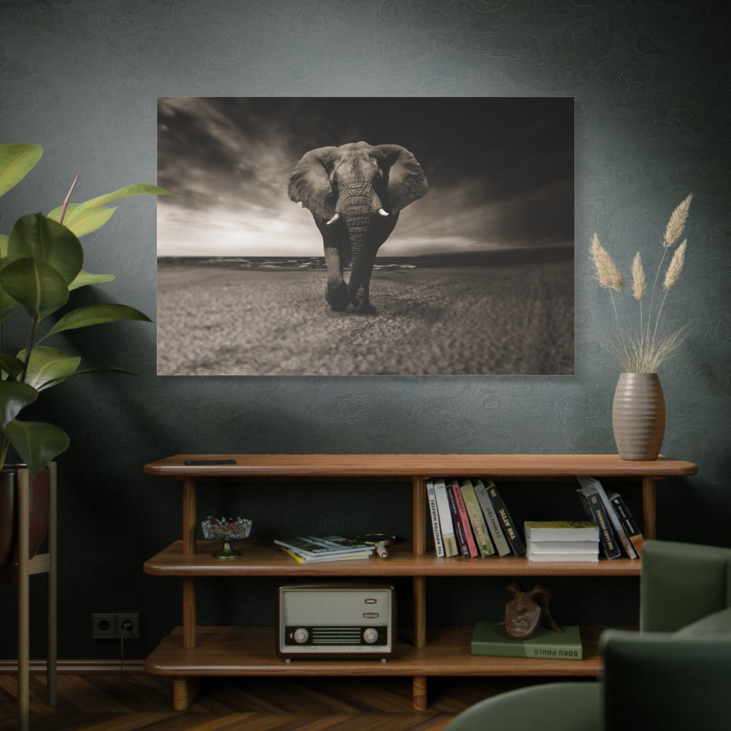 Elegant Black and White Elephant Canvas Wall Art – Timeless Wildlife Decor for Any Space