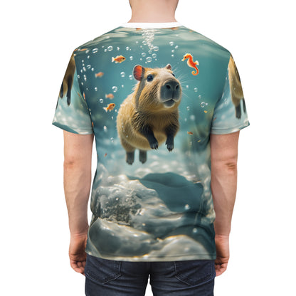 Floating Capybara – Underwater Serenity T-Shirt 🌊💙