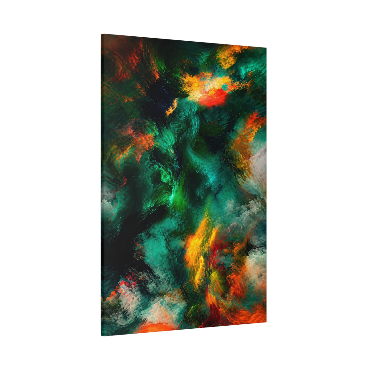 Fire and Sea – Abstract Teal and Orange Canvas Wall Art - ART OF ROYALS