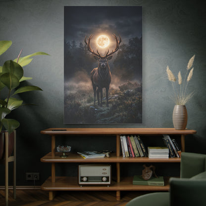 Moonlit Stag Majesty – Mystical Deer Canvas Wall Art