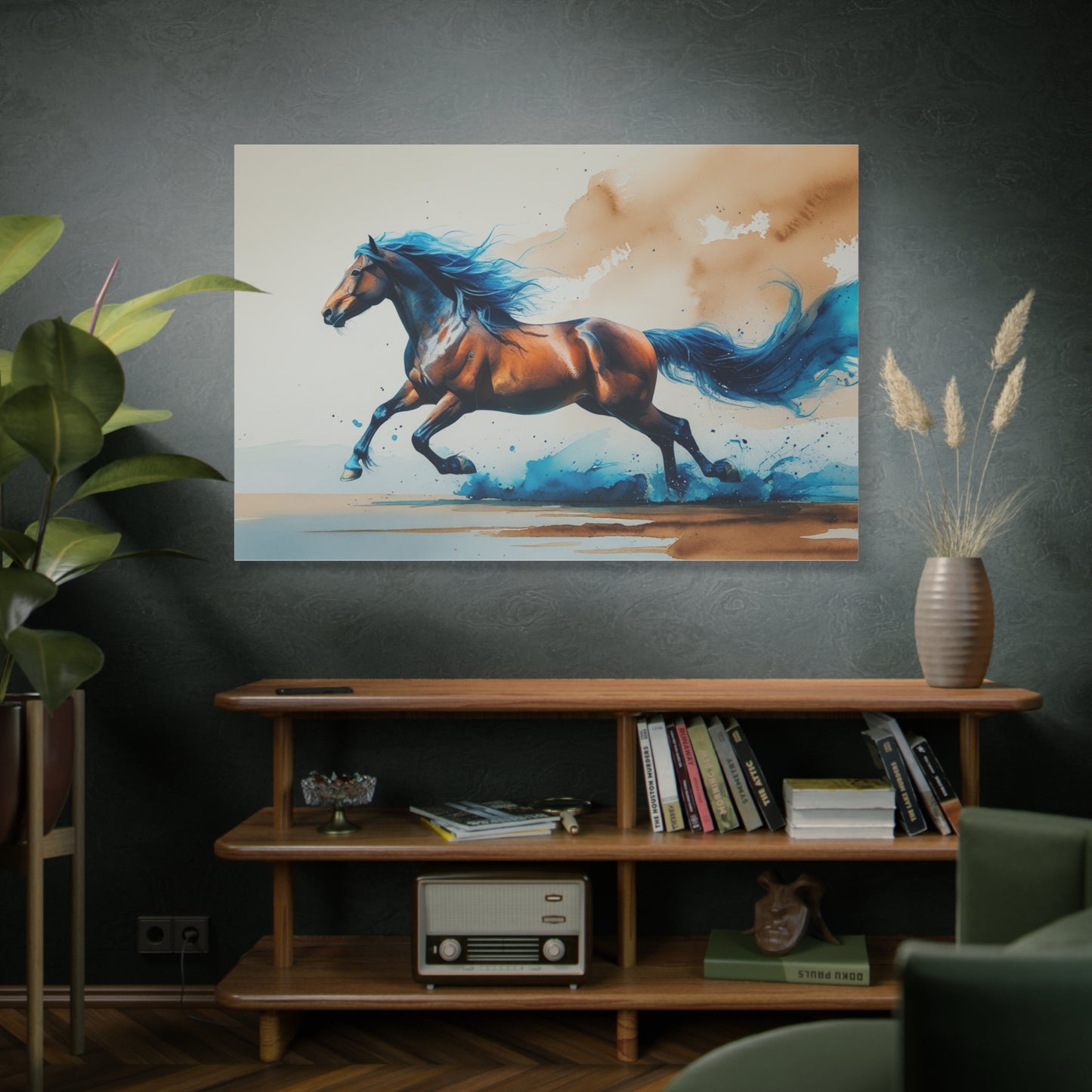 Gallop of Freedom – Dynamic Watercolor Horse Canvas