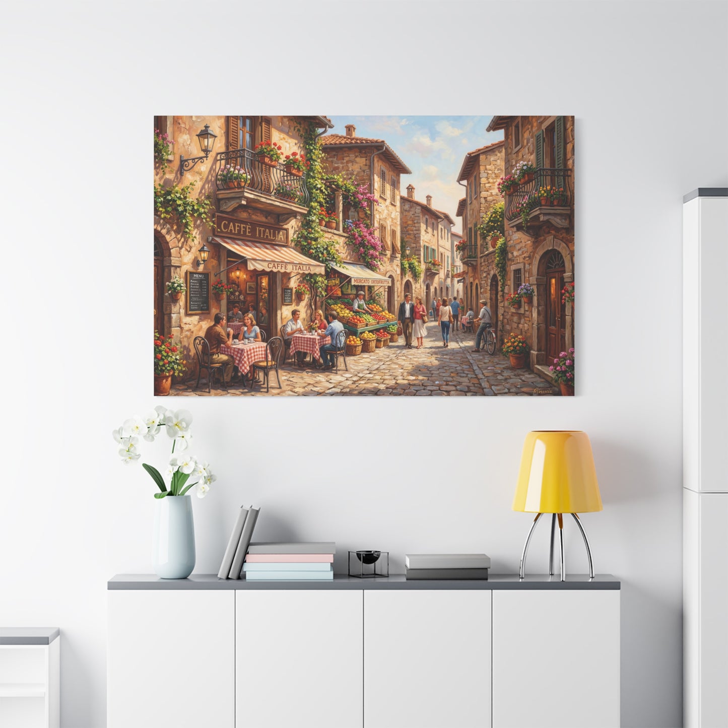 Caffè Italia Street – Charming Italian Village Canvas Wall Art