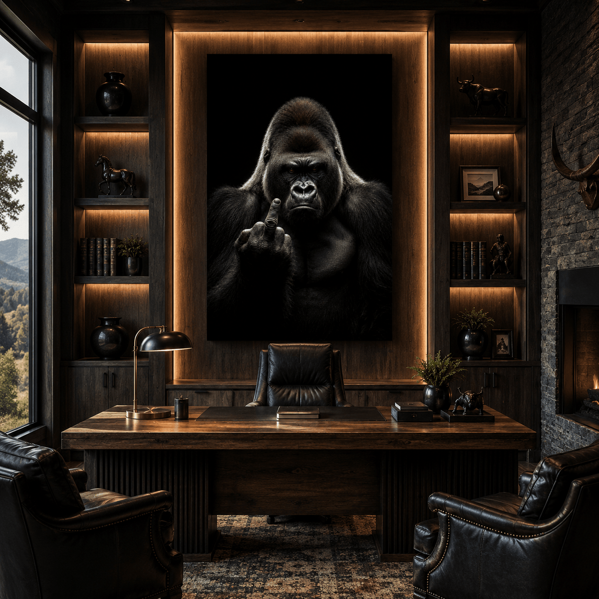 The Perfect Gift for Your Ex – Funny Gorilla Middle Finger Canvas Wall Art - ART OF ROYALS