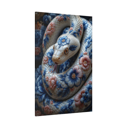 Porcelain Floral Snake Wrapped Canvas Wall Art – Ornate Chinoiserie Style Print - ART OF ROYALS