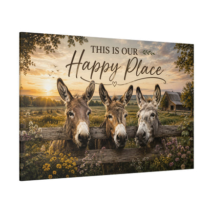 This Is Our Happy Place – Donkey Farmhouse Canvas Wall Art - ART OF ROYALS