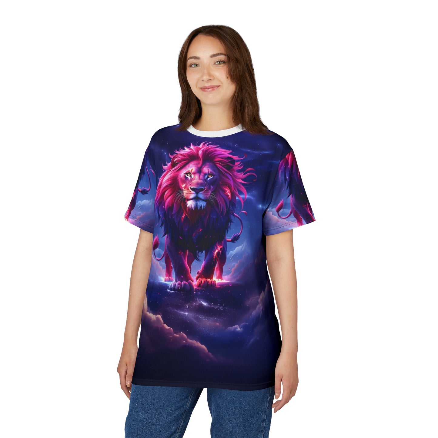 🔥 Cosmic Inferno Lion – Galactic Power T-Shirt