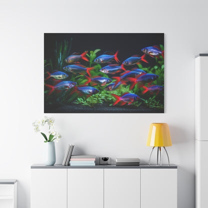 Neon Tetra Canvas Wall Art – Radiant Aquarium Beauty