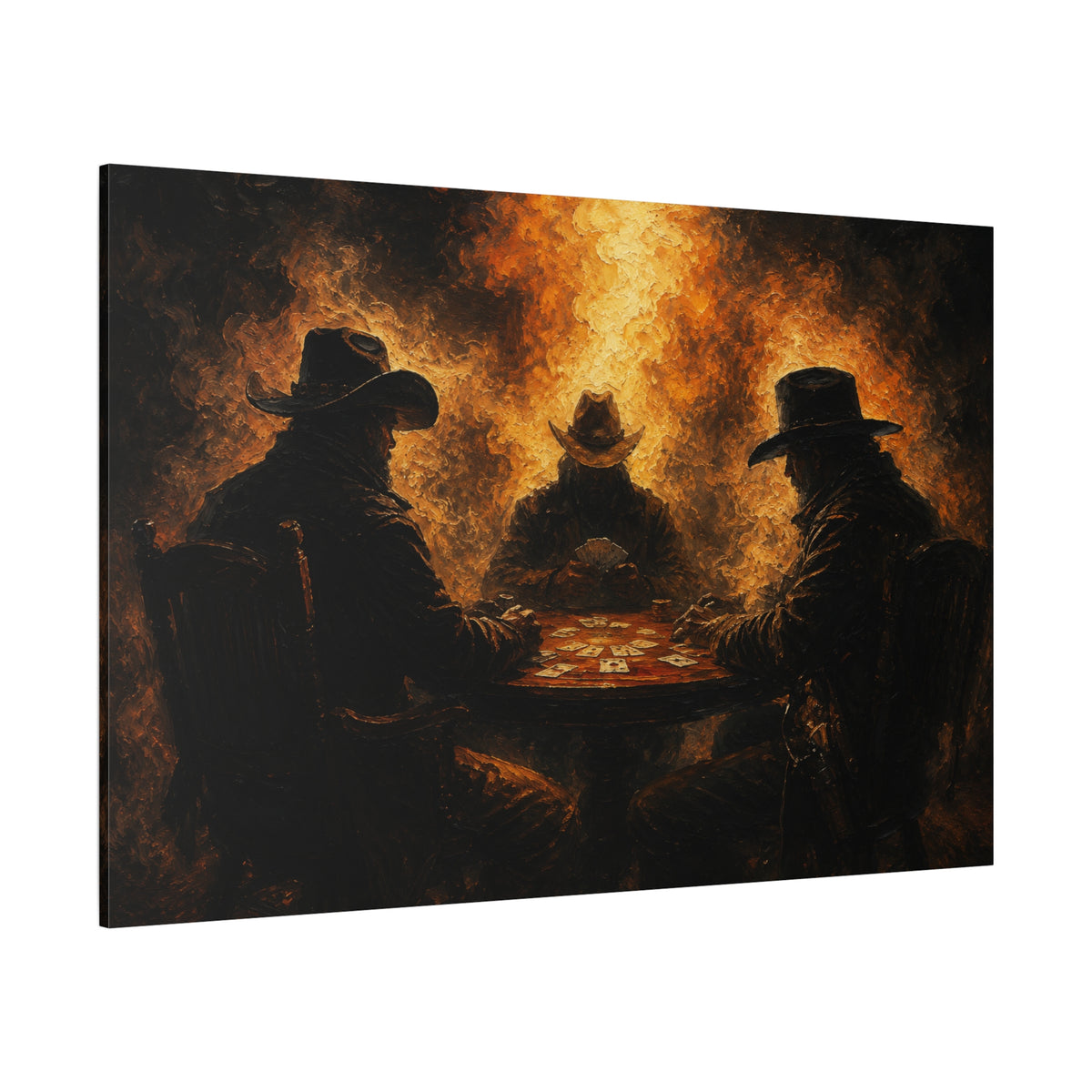 Saloon Showdown – Cowboy Poker Night Canvas Wall Art - ART OF ROYALS