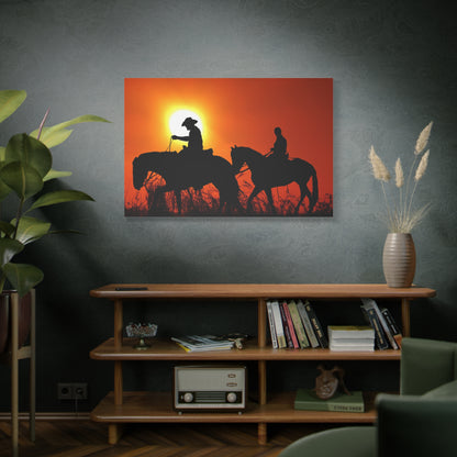 Sunset Riders Canvas Art – Serene Silhouettes in Golden Light