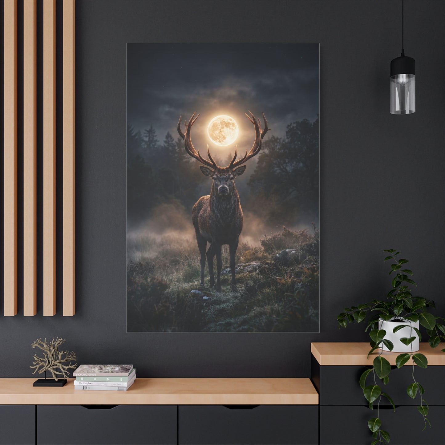 Moonlit Stag Majesty – Mystical Deer Canvas Wall Art