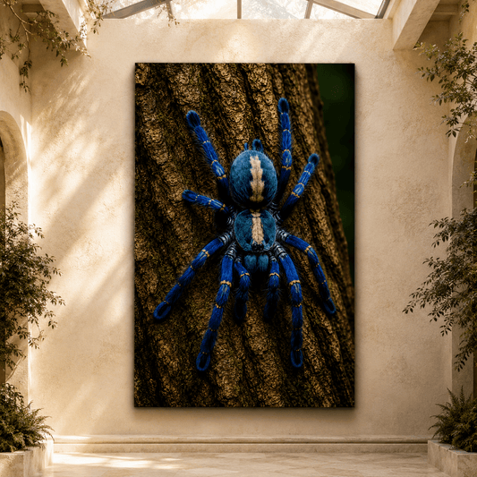 Electric Blue Tarantula Wrapped Canvas Wall Art – Exotic Spider Wildlife Print - ART OF ROYALS