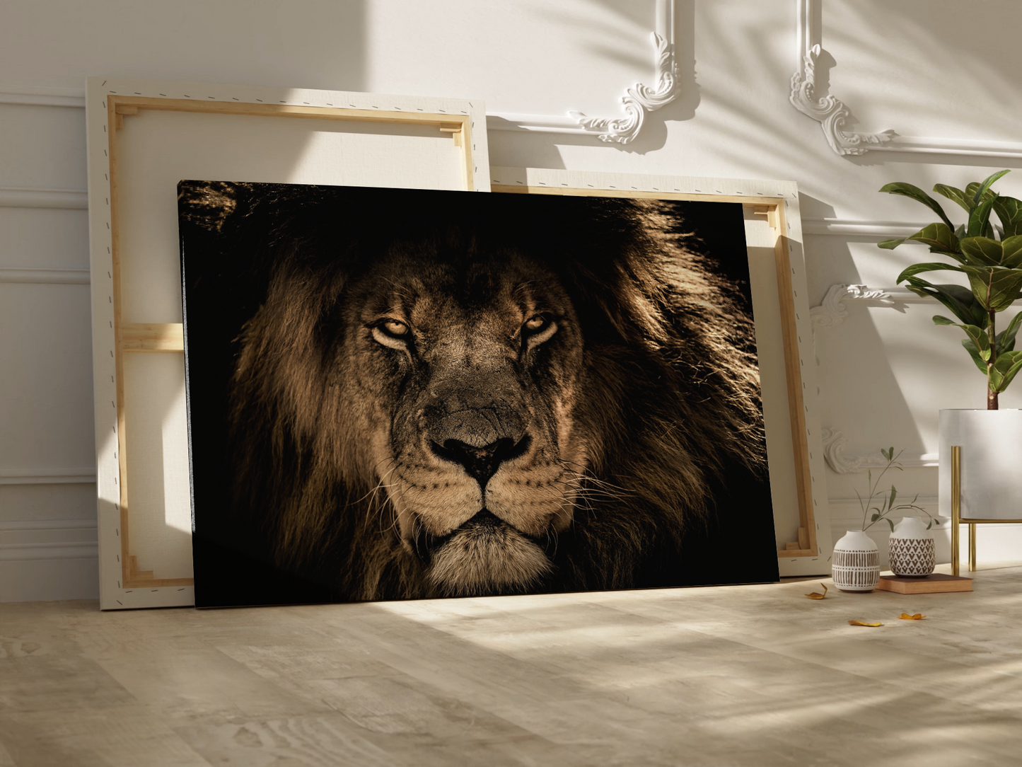 African Lion Portrait Canvas Wall Art