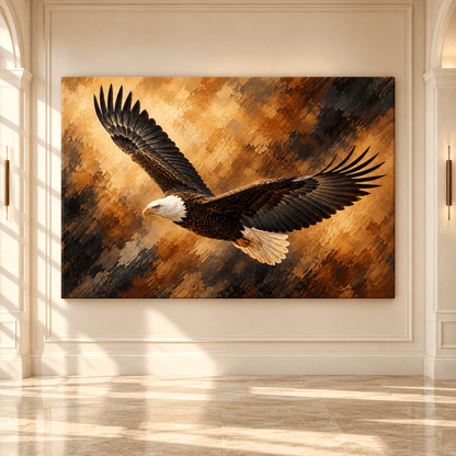 Soaring Bald Eagle Canvas Wall Art – Majestic American Eagle in Flight Oil Painting - ART OF ROYALS