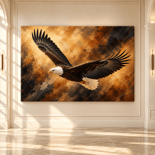 Soaring Bald Eagle Canvas Wall Art – Majestic American Eagle in Flight Oil Painting - ART OF ROYALS