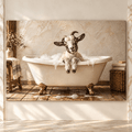 Baby Goat in Clawfoot Bathtub Wrapped Canvas Wall Art – Funny Rustic Farmhouse Bathroom Decor