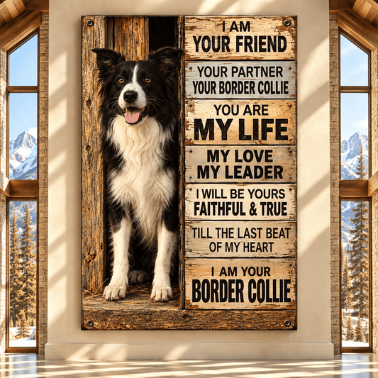 Border Collie Loyalty Quote Wrapped Canvas Wall Art – Rustic Farm Dog Sign - ART OF ROYALS