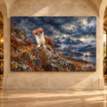 Stoat on Mountain Ridge Wrapped Canvas Wall Art – Alpine Ermine Wildlife Painting