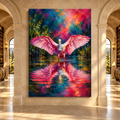 Roseate Spoonbill Wings Spread Wrapped Canvas Wall Art – Colorful Pink Wetland Bird Painting
