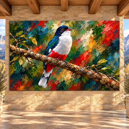 Colorful Trogon Bird Wrapped Canvas Wall Art – Vibrant Tropical Forest Painting